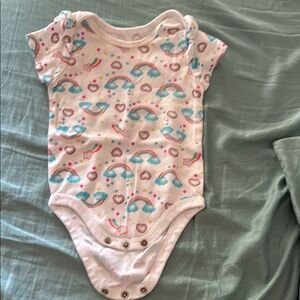 Rainbow and Heart Patterned Kids One Piece